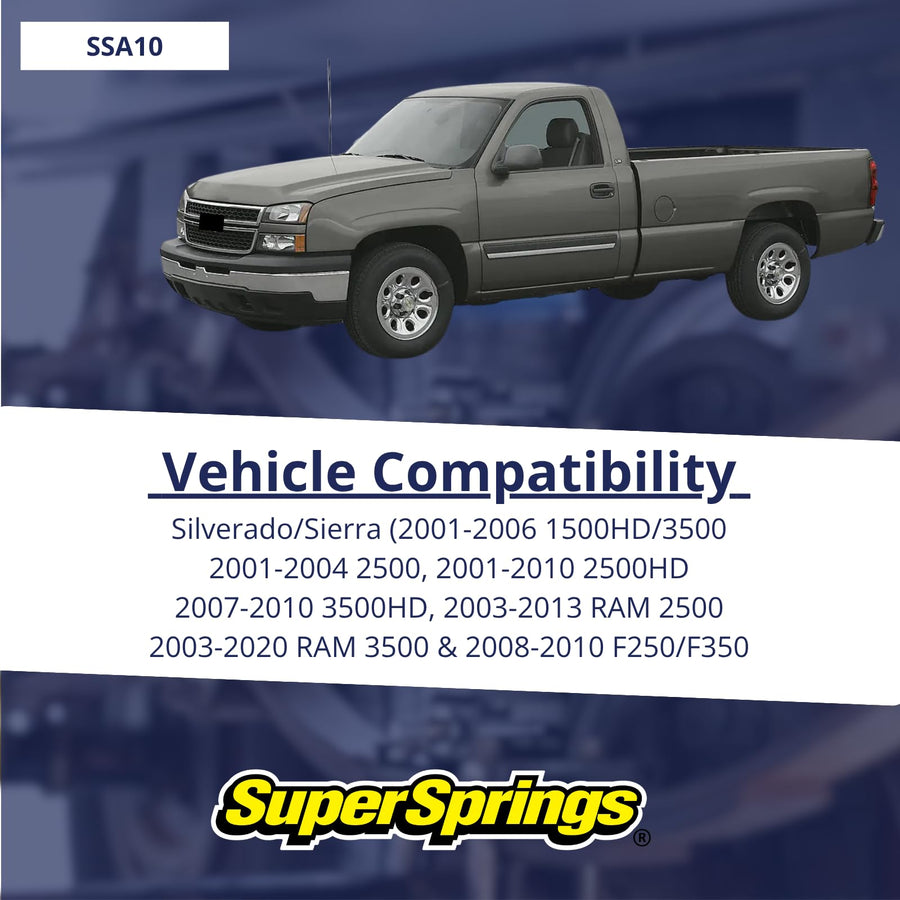 SuperSprings SSA10 for Chevrolet|GMC Silverado|Sierra 2500|3500, RAM 2500, RAM 3500, Ford F-250|F-350, Black, 4,000 lbs.
