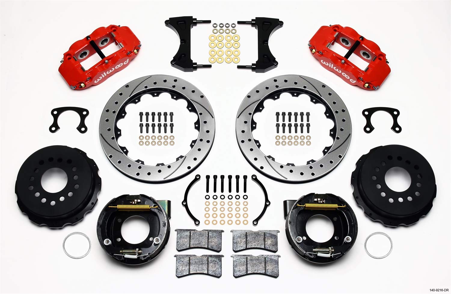 Rear P-Brk Kit, FNSL4R, 12.88", Drilled, Red
