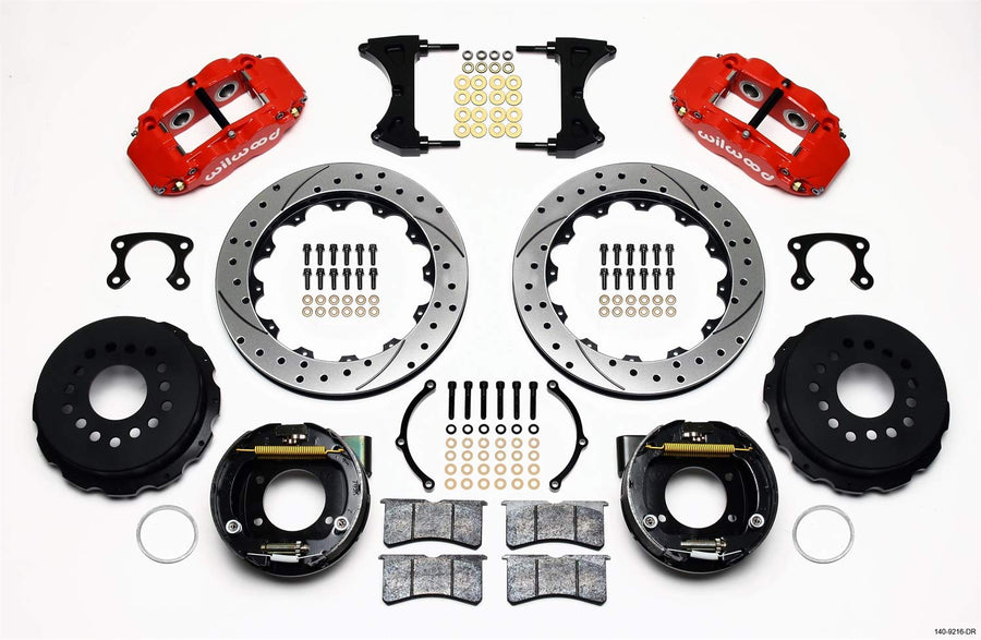 Rear P-Brk Kit, FNSL4R, 12.88", Drilled, Red