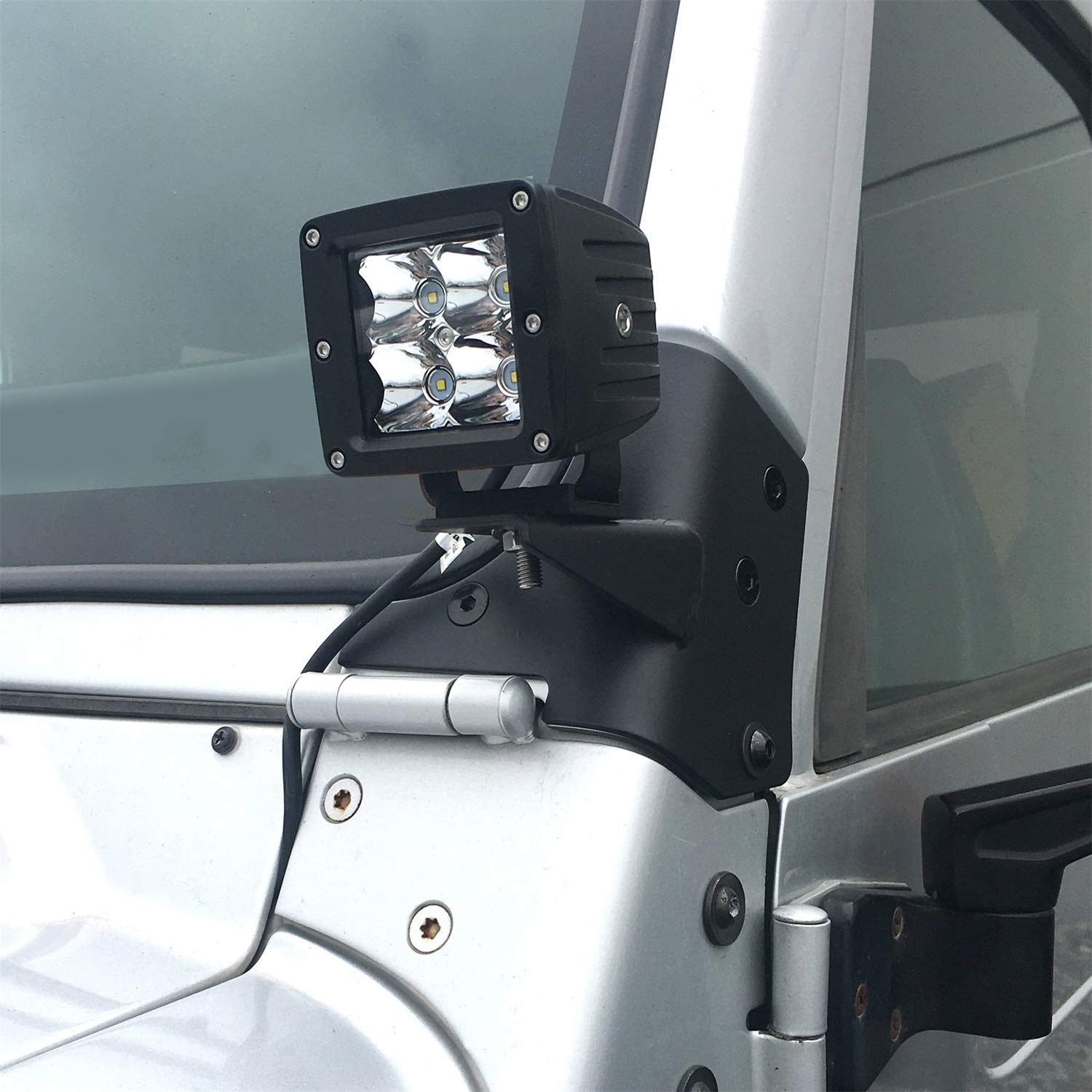 Windshield Mount Light Bracket Smittybilt 7608 Black No Drill Installation Inc. Hardware
