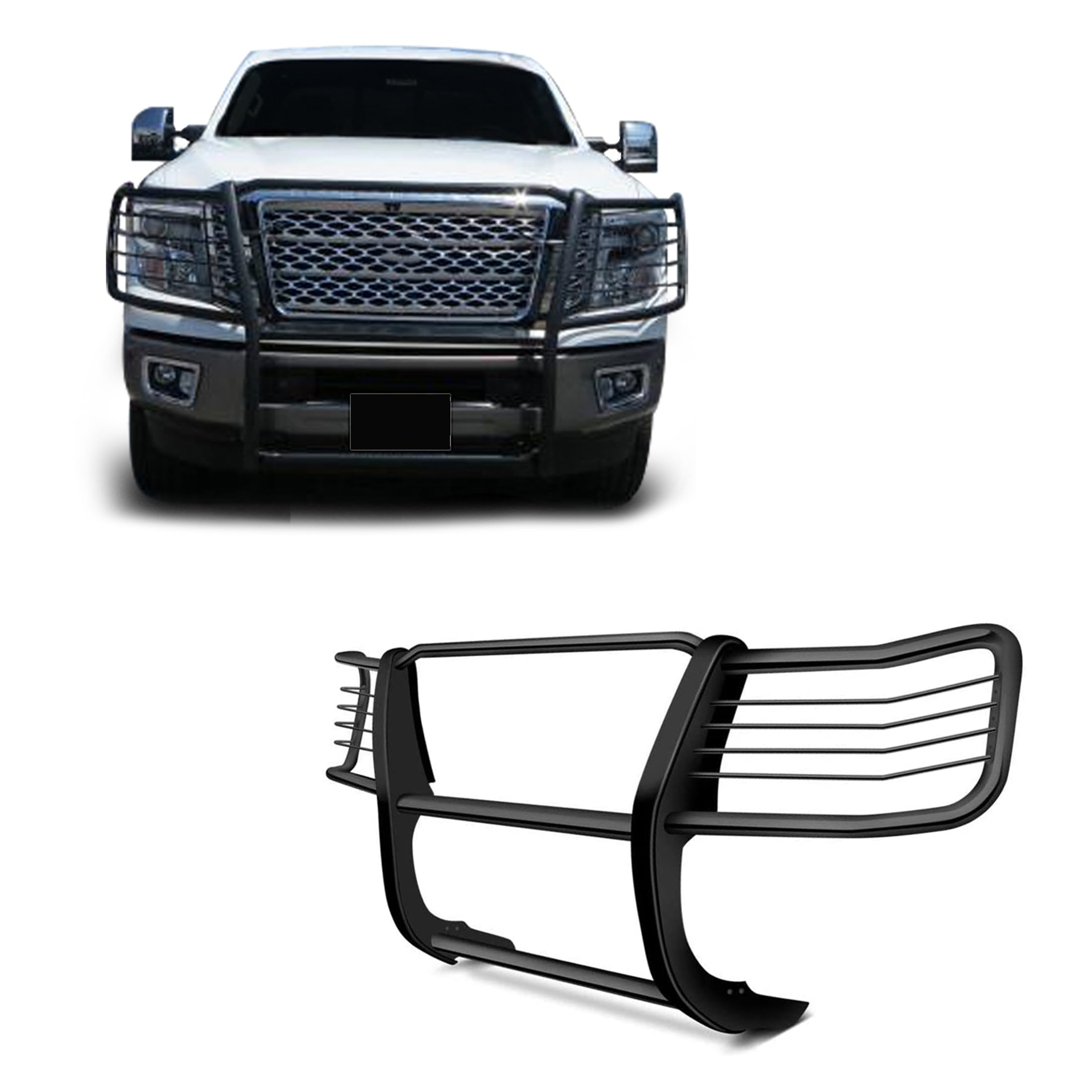 Bumper Guard Modular Black Black Horse Grille brush Compatible with 2017-2024 Nissan Titan(Excl. Titan XD models)-17NR27MA