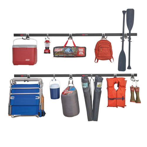 15-Piece Rubbermaid FastTrack Garage Wall-Mounted Storage Kit, 4 Rails and 11 Hooks, for Home/House/Tool/Sports/Equipment/Utility Purposes