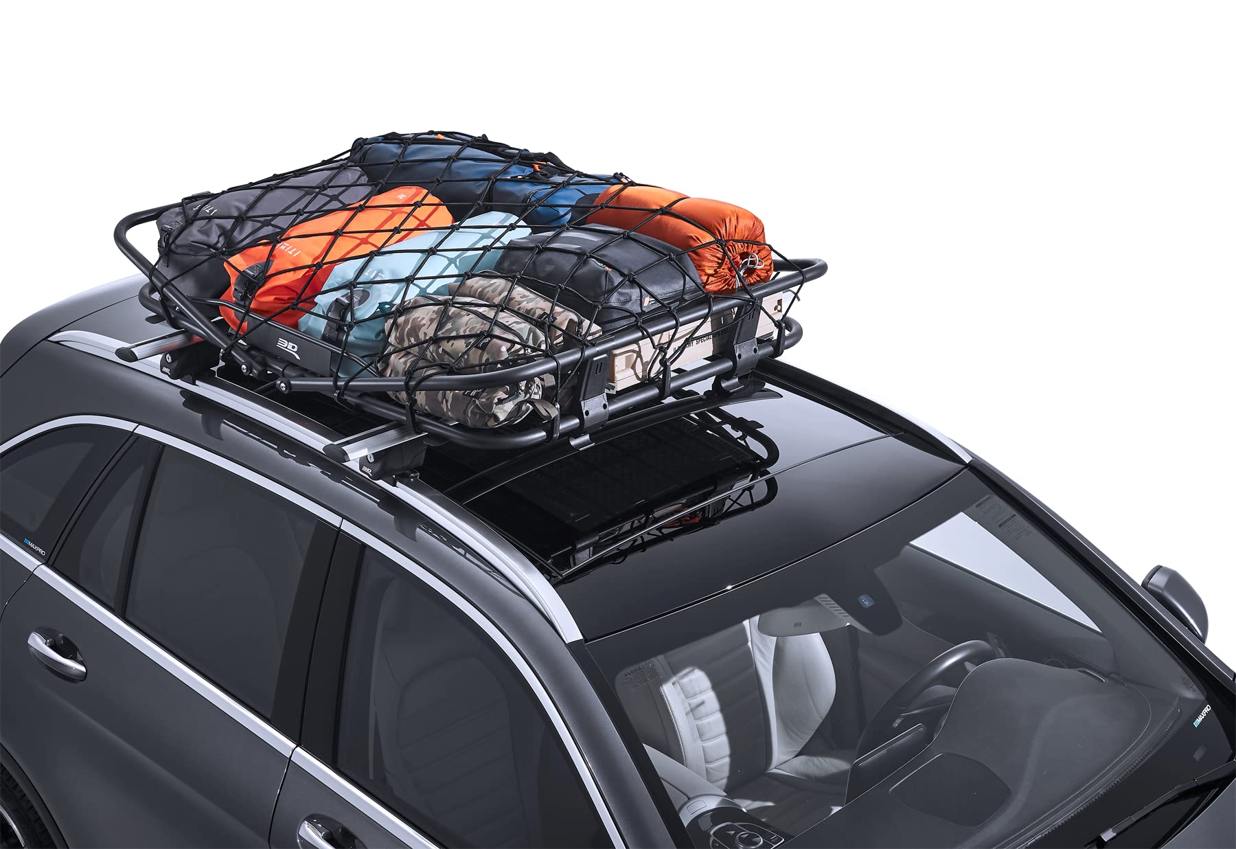 Transforming 3D MAXpider Roof Basket - Rooftop Cargo Basket, 52” x 43”, Adjustable Folding Multiple Configuration, Secure Luggage Storage Carrier, Mount on Universal Cross Bars for SUV/Truck/Car