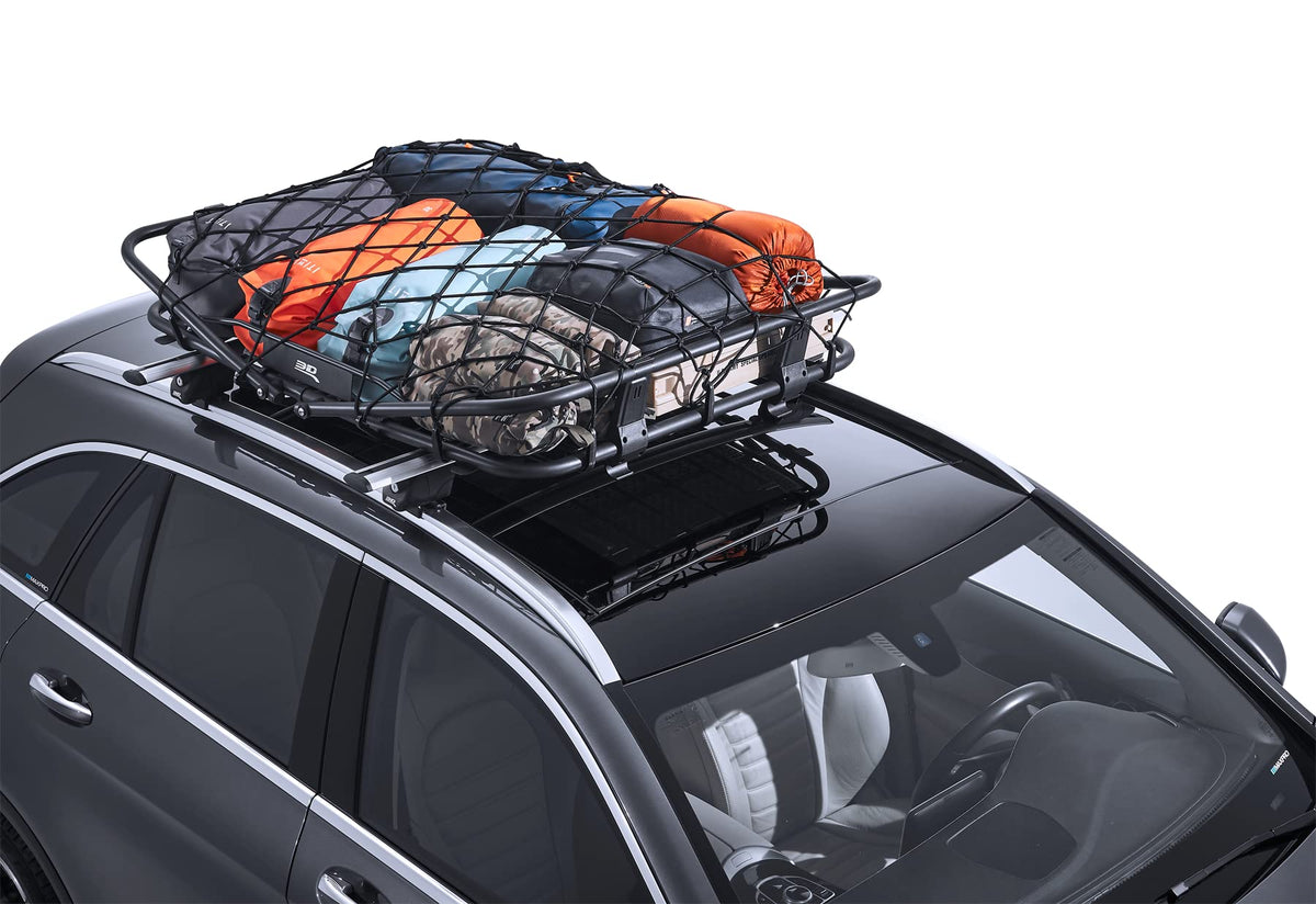 Transforming 3D MAXpider Roof Basket - Rooftop Cargo Basket, 52” x 43”, Adjustable Folding Multiple Configuration, Secure Luggage Storage Carrier, Mount on Universal Cross Bars for SUV/Truck/Car