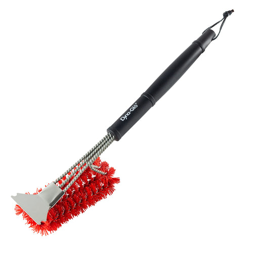 18" Dyna Glo Grill Brush w. Palmyra Bristles and Stainless Steel Scraper