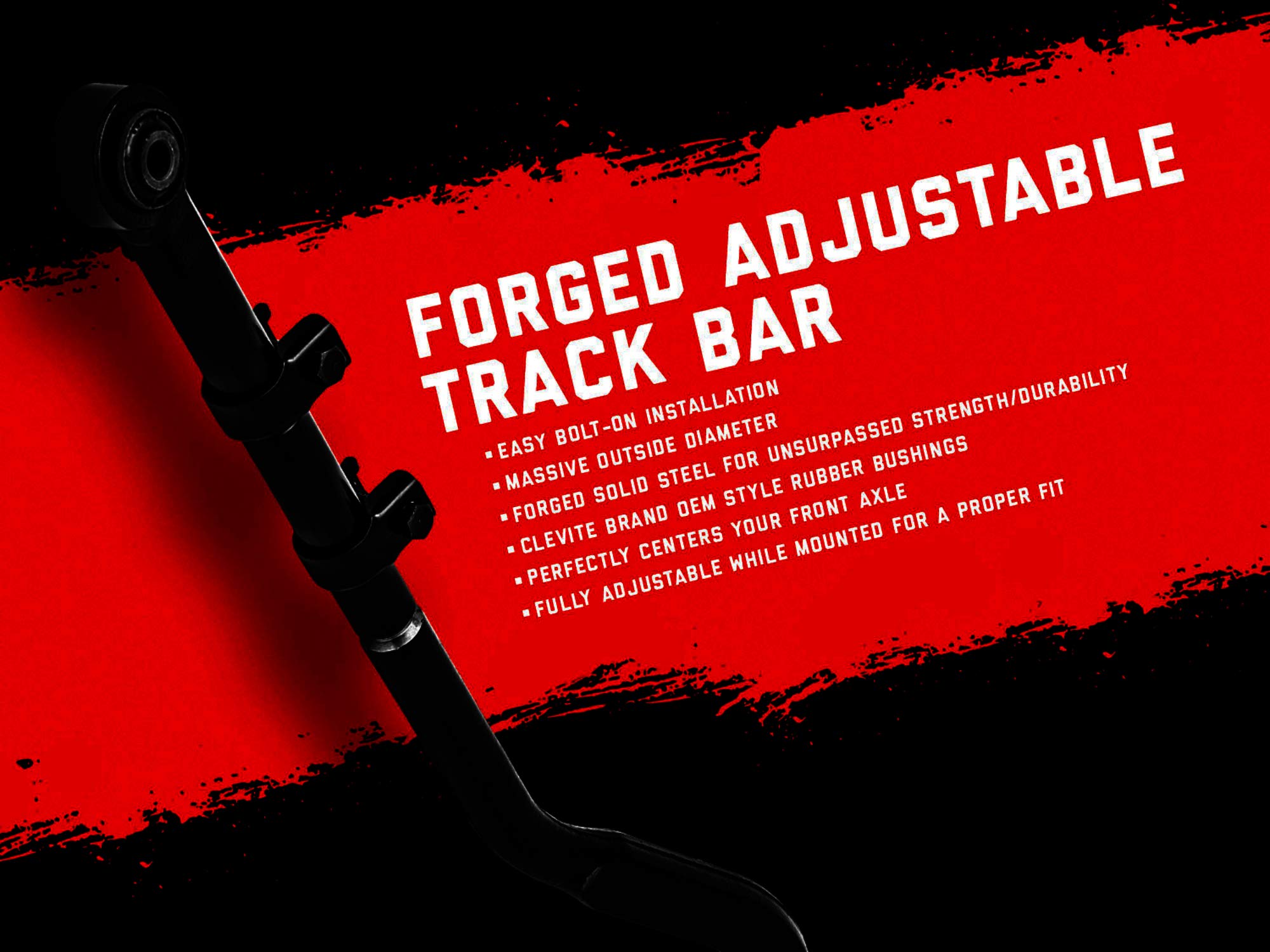 Rough Country Adjustable Rear Forged Track Bar for 97-06 Jeep Wrangler TJ - 1075