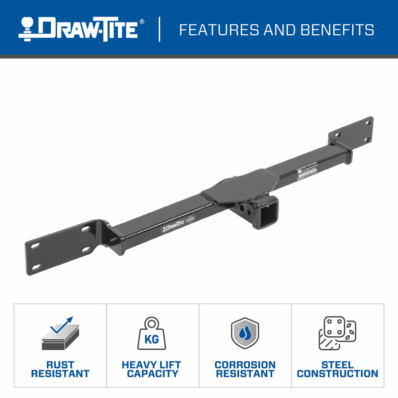 Front Mount Draw-Tite Hitch Receiver, 2 Inch Square Receiver, Black, Compatible with Dodge Ram and RAM selected models (please verify VEHICLE APPLICATION)
