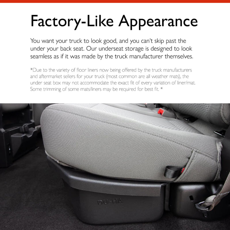 DuHa Under Seat Storage 5074 fits 2006-2014 & 2017-2025 Honda Ridgeline | Black Heavy Duty Back Seat Organizer | Easy Installation | Seamless Integration