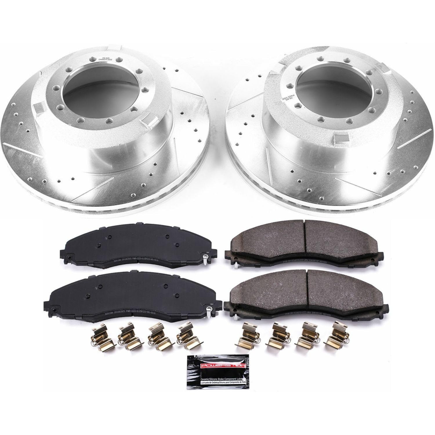 Power Stop Rear K7424-36 Z36 Truck & Tow Brake Kit, Carbon Fiber Ceramic Brake Pads and Drilled/Slotted Brake Rotors For F-450 Super Duty, F-550 Super Duty, F-600 Super Duty [Model Specific]