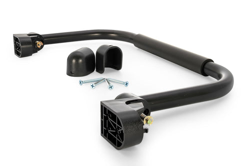 Camco RV Fold-Away Grab Handle - Secure Hold for Entering & Exiting - Measures 18-in, for Smaller Trailers & RVs - Installs Easily Beside RV Door, Hardware Included - Black (42197)