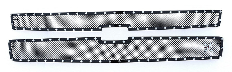 2007-2010 Silverado HD T-Rex Grilles X-Metal Grille, Black, 2 Pc, Overlay, Chrome Studs - PN #6711121