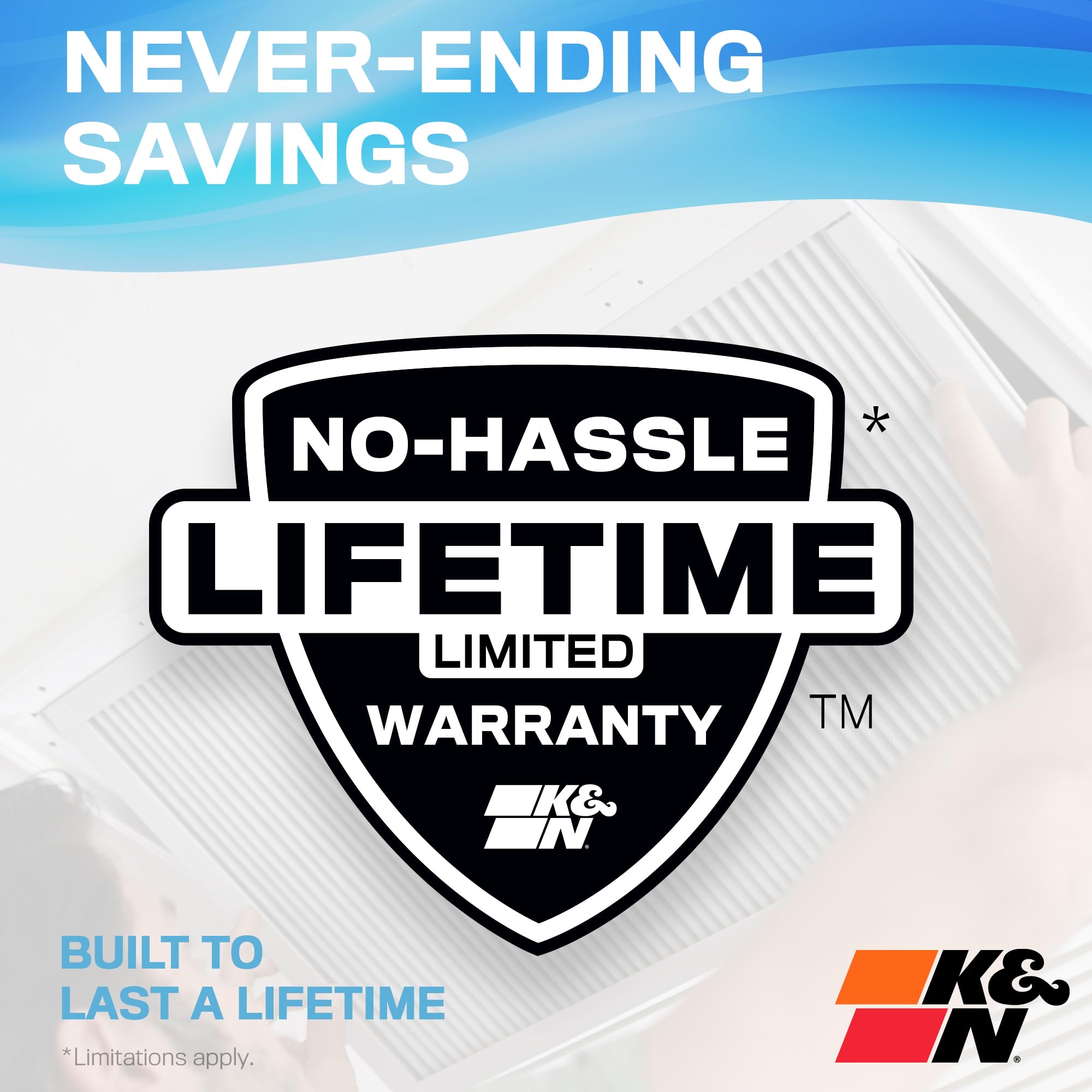 K&N HVAC Furnace Air Filter 14x24x1, Lasts a Lifetime, Washable, Merv 11, the Last Filter You Will Ever Buy, Breathe Safely at Home or in the Office, HVC-11424