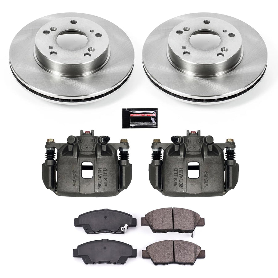 Power Stop KCOE5400 Replacement Autospeciality Front Caliper Kit- OE Rotors, Ceramic Brake Pads, Calipers For Honda CR-Z 2011-2015 [Model Specific]