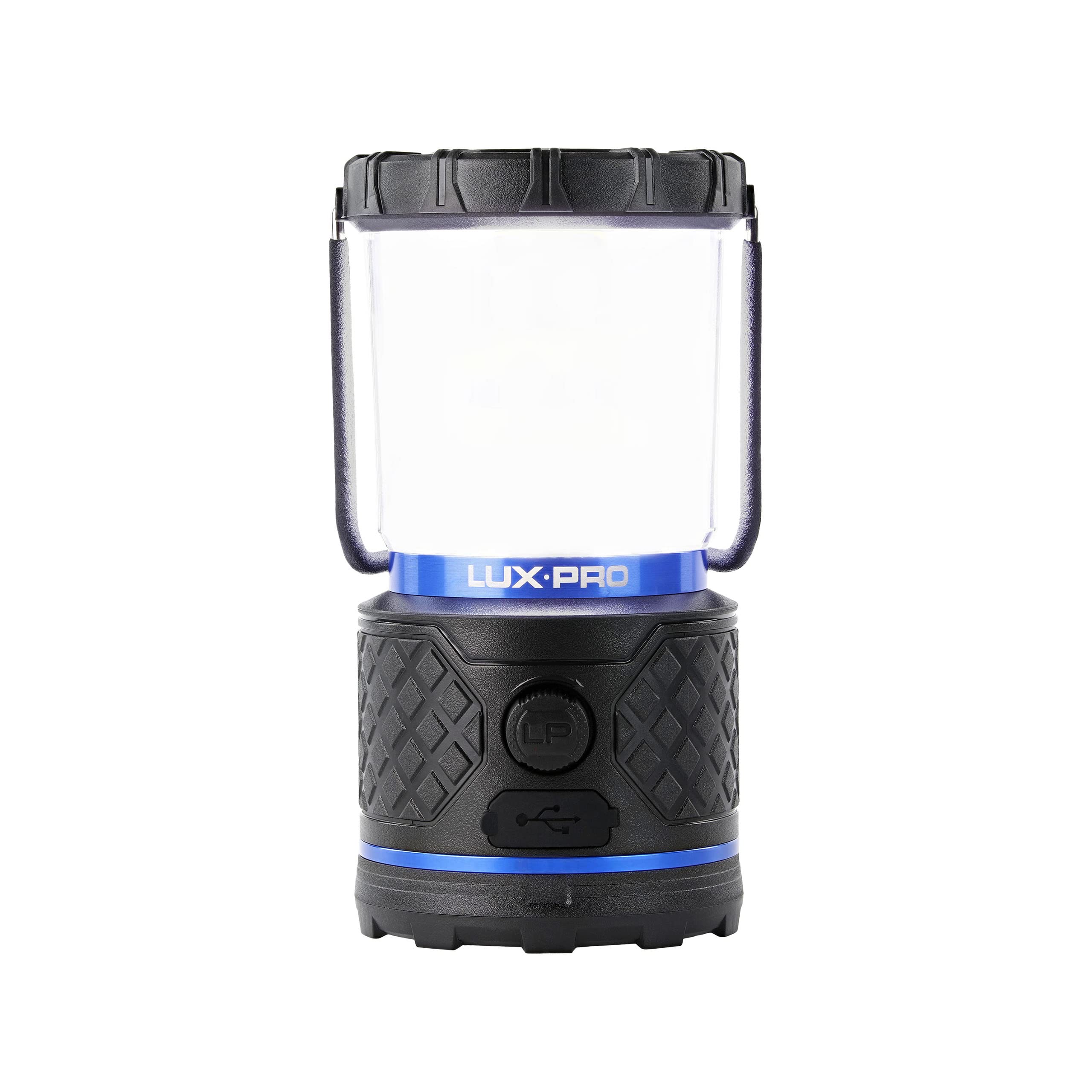 Dual-Power LUXPRO Rechargeable 940 Lumen LED Lantern with Diffused Lens for Up to 155 Hours of Use - Camping Lantern with Built-in Power Bank - Dimmable LED Light with IPX4 Water-Resistant Rating