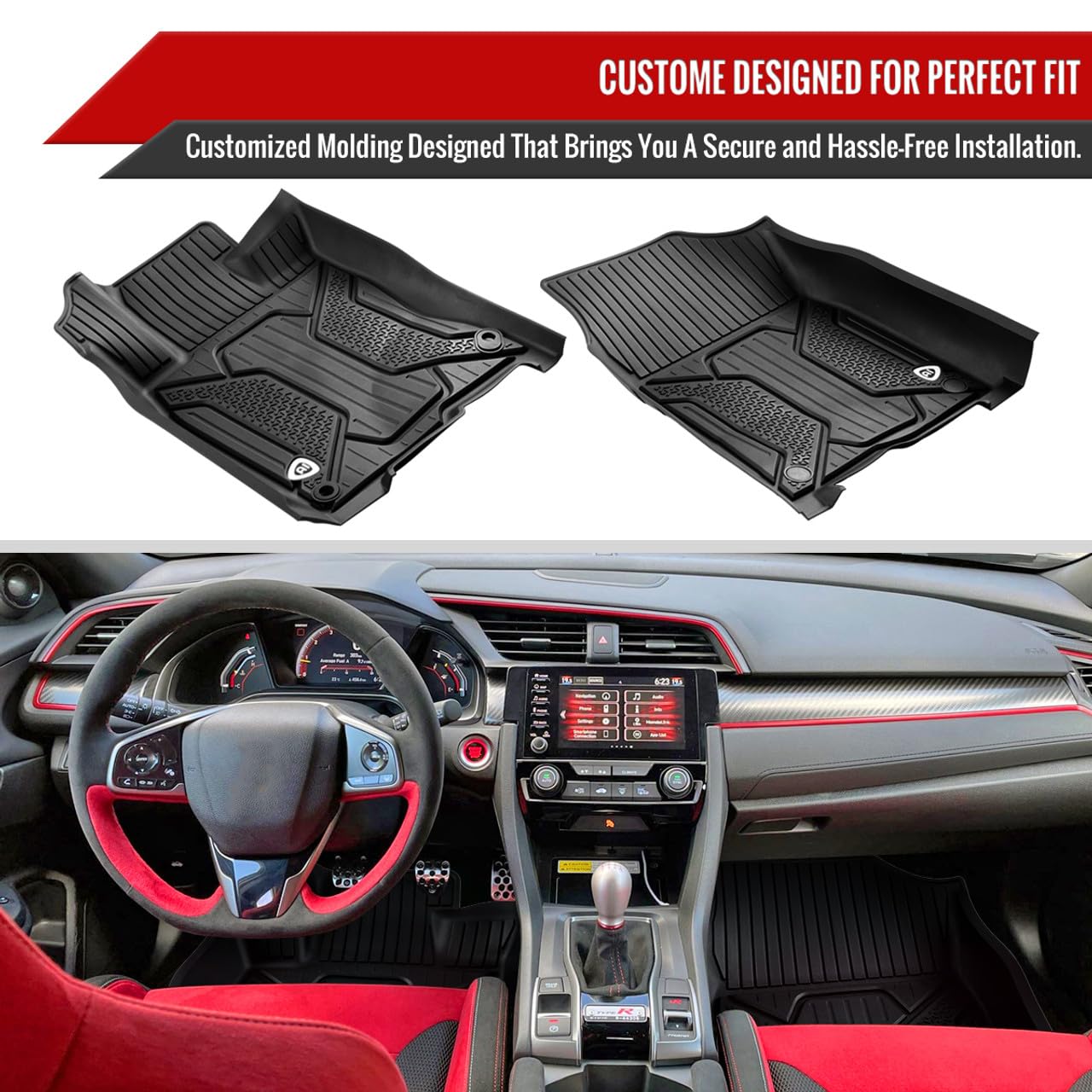 MAT-CV16-MP Spec-D Tuning Floor Mats Injecition Tpe 5 Piece 2 Front 3 Back HONDA CIVIC 16-21