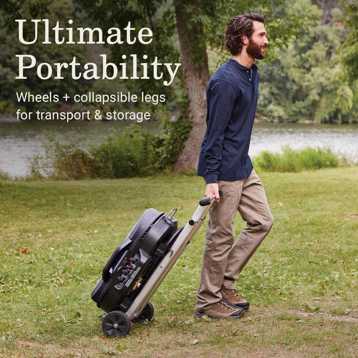 RoadTrip Coleman 285 Portable Stand-Up Propane Grill with 3 Adjustable Burners & Instastart Ignition, 20,000 BTUs of Power for Outdoor Cooking, Camping, Tailgating, Grilling, BBQs, & More