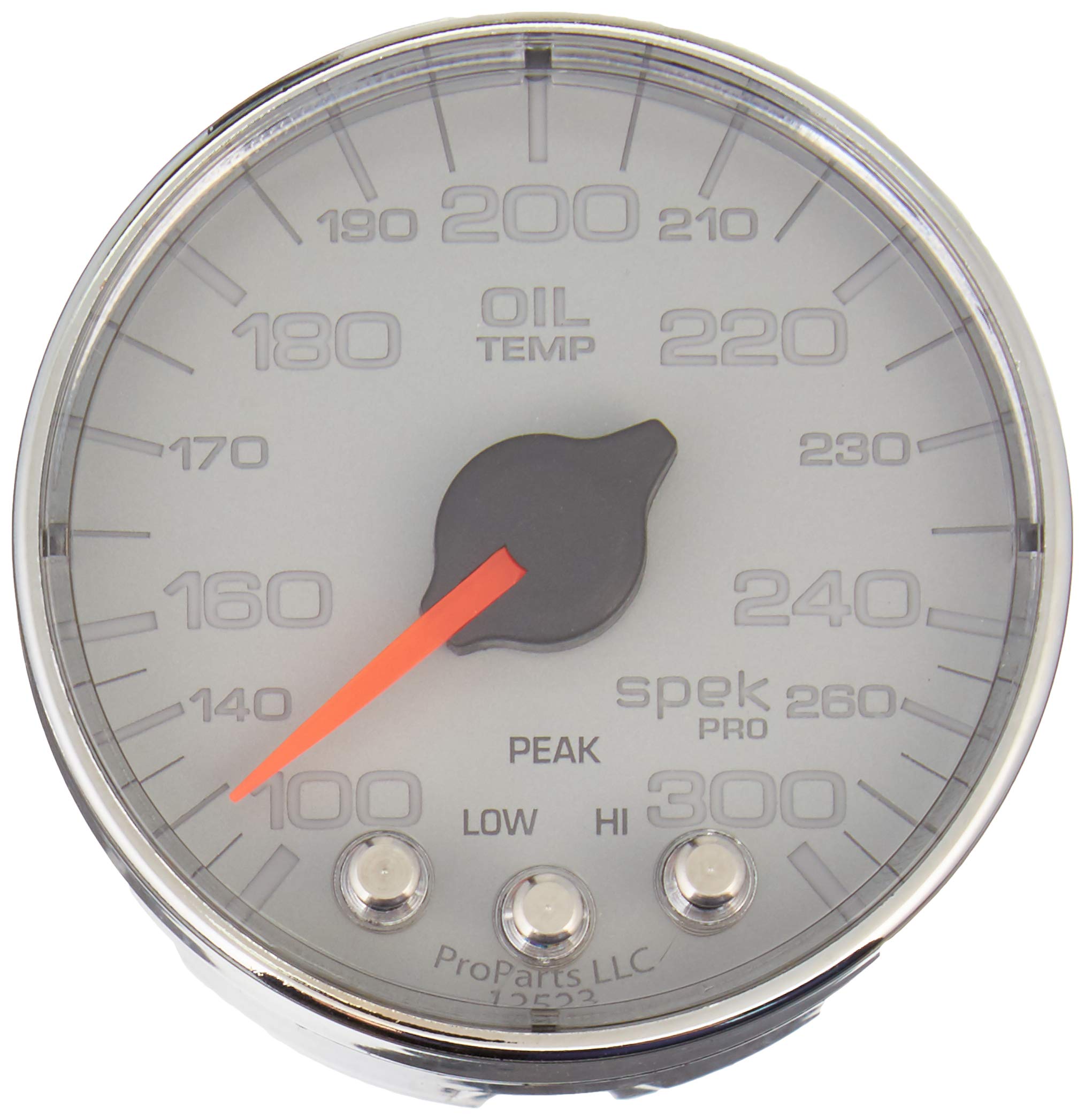 Gauge AUTO METER P322218 Oil Temp (Spek-Pro 2 1/16", 300ºf, Stepper Motorwith Peak & Warn, Slvr/Chrm, Spek-Pro)