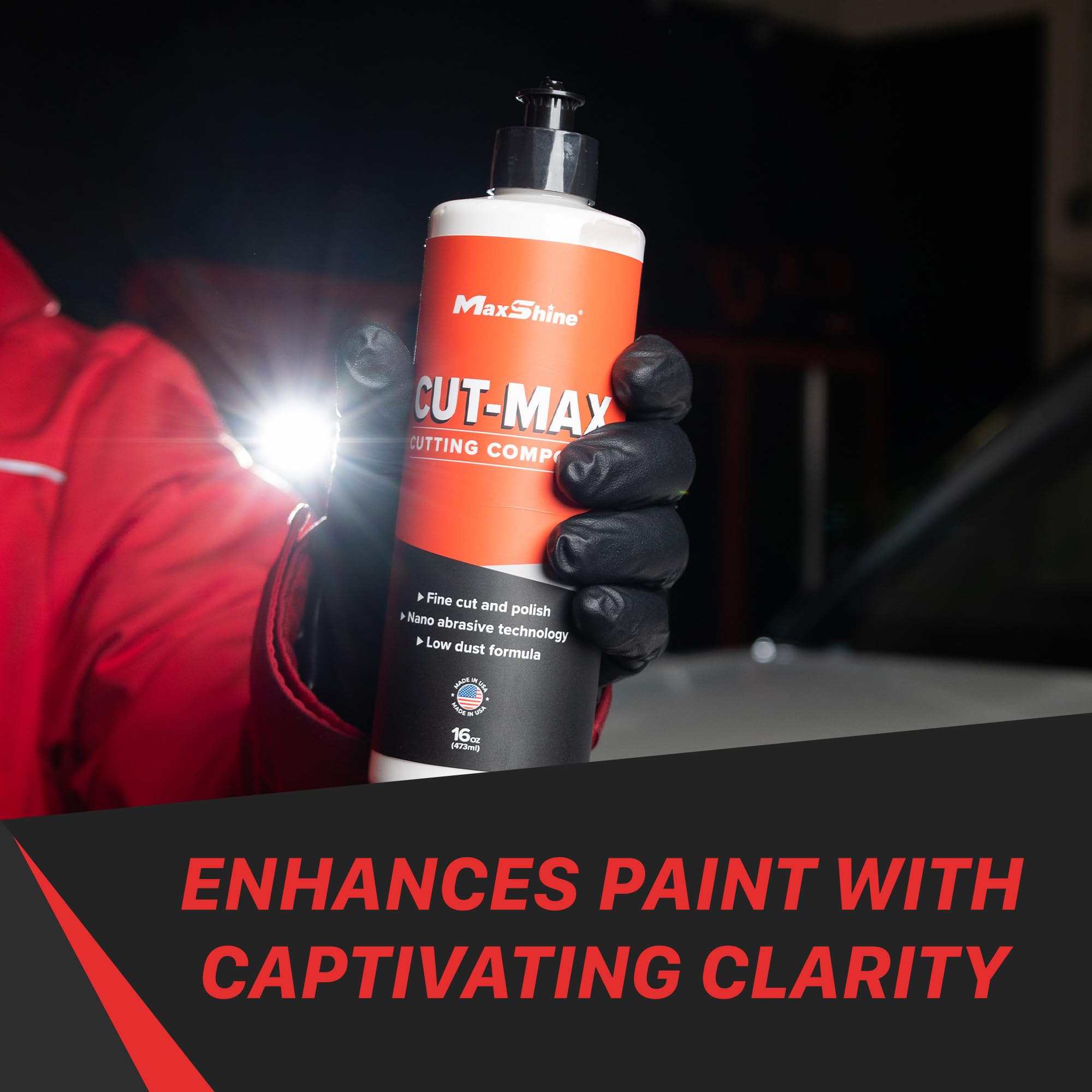 Cut Max Maxshine 16oz Fast-Cutting Compound | Professional Car Paint Correction Polish for Scratch & Heavy Swirl Removal | Buffing & Polishing Compound | Auto Detailing Supplies for Car Care