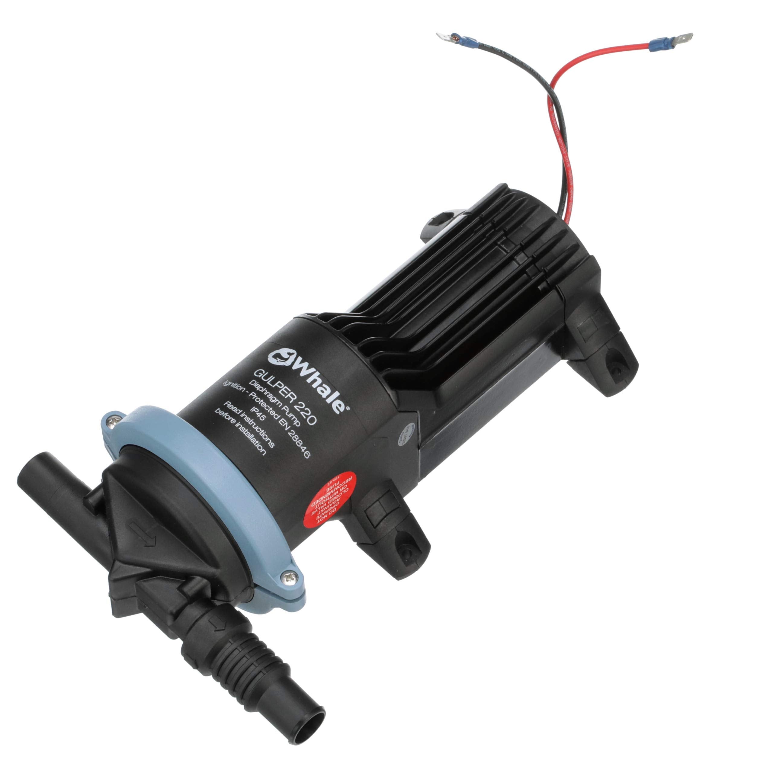 Whale Gulper 220 Pump BP1552, Manages Gray Waste, 3.5 GPM Flow Rate, 12V DC, ¾-Inch Hose Connections, Black