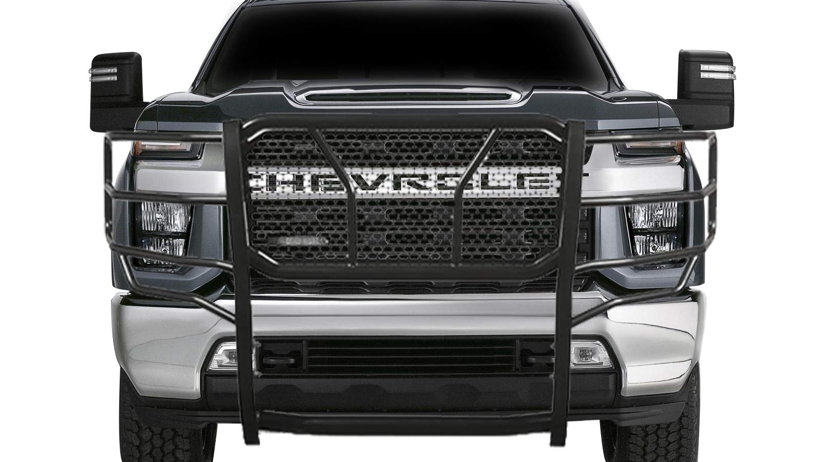 RUGGED Black Horse Heavy Duty Grille Brush Bumper Guard Modular Black Compatible with 2020-2024 Chevrolet Silverado 3500 HD|2020-2024 Chevrolet Silverado 2500 HD-RU-CHSI30-B