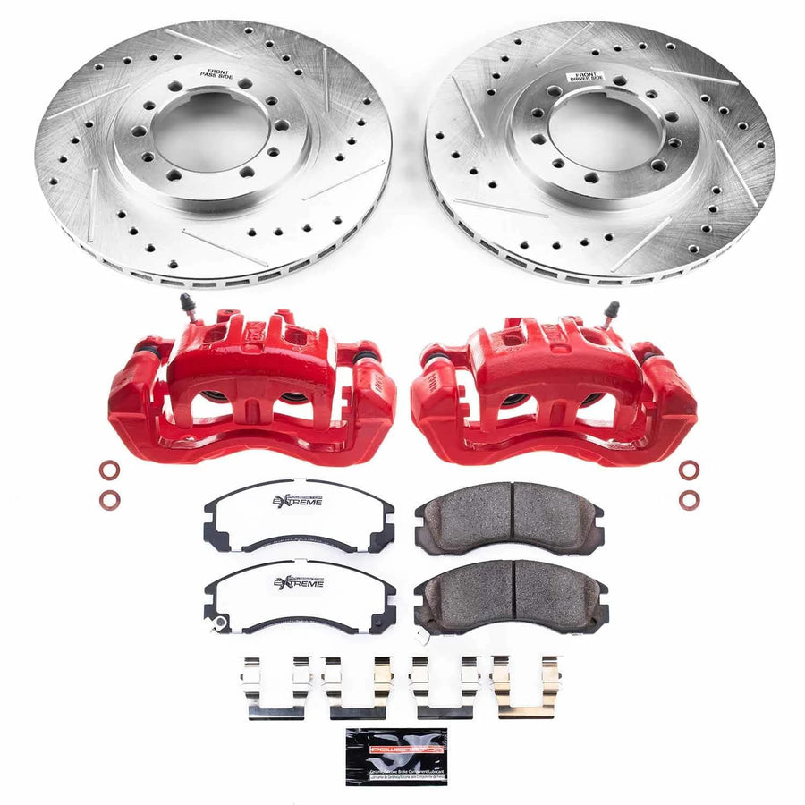 Power Stop Z26 KC4981-26 Front Brake Kit-Drilled/Slotted Rotors, Carbon Ceramic Brake Pads & Calipers