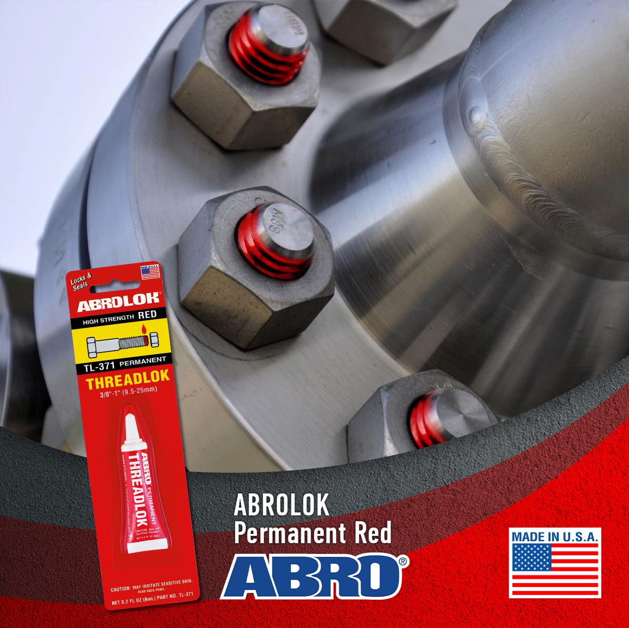 High Strength ABRO Threadlok Red, 6 ml, Industrial-Grade Threadlocker for Reliable Performance in Automotive & Manufacturing Applications, Tight Thread Lock Red for Any Use