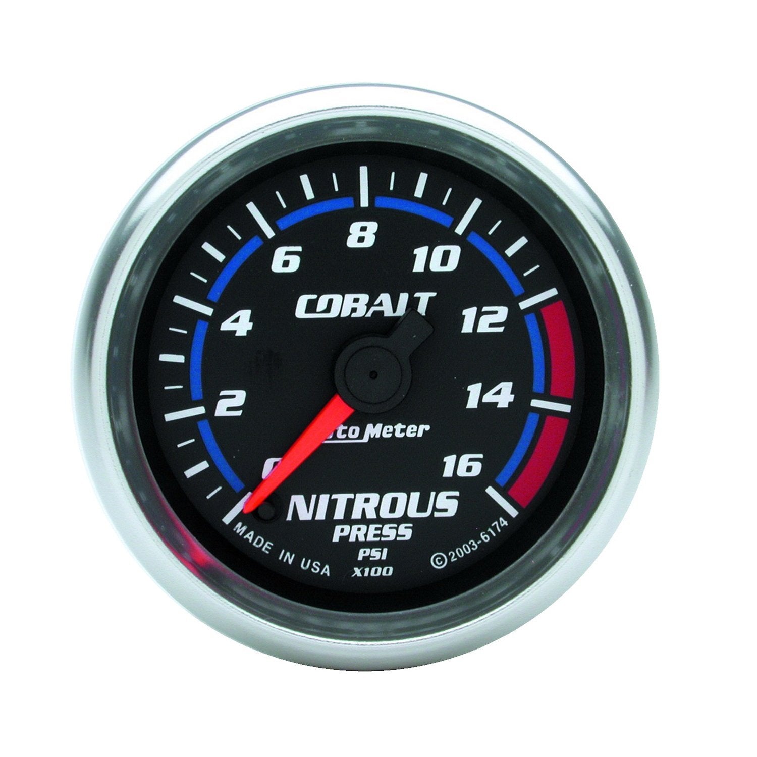 Cobalt Auto Meter 6174 2-1/16" 0-1600 PSI Full Sweep Electric Nitrous Pressure Gauge