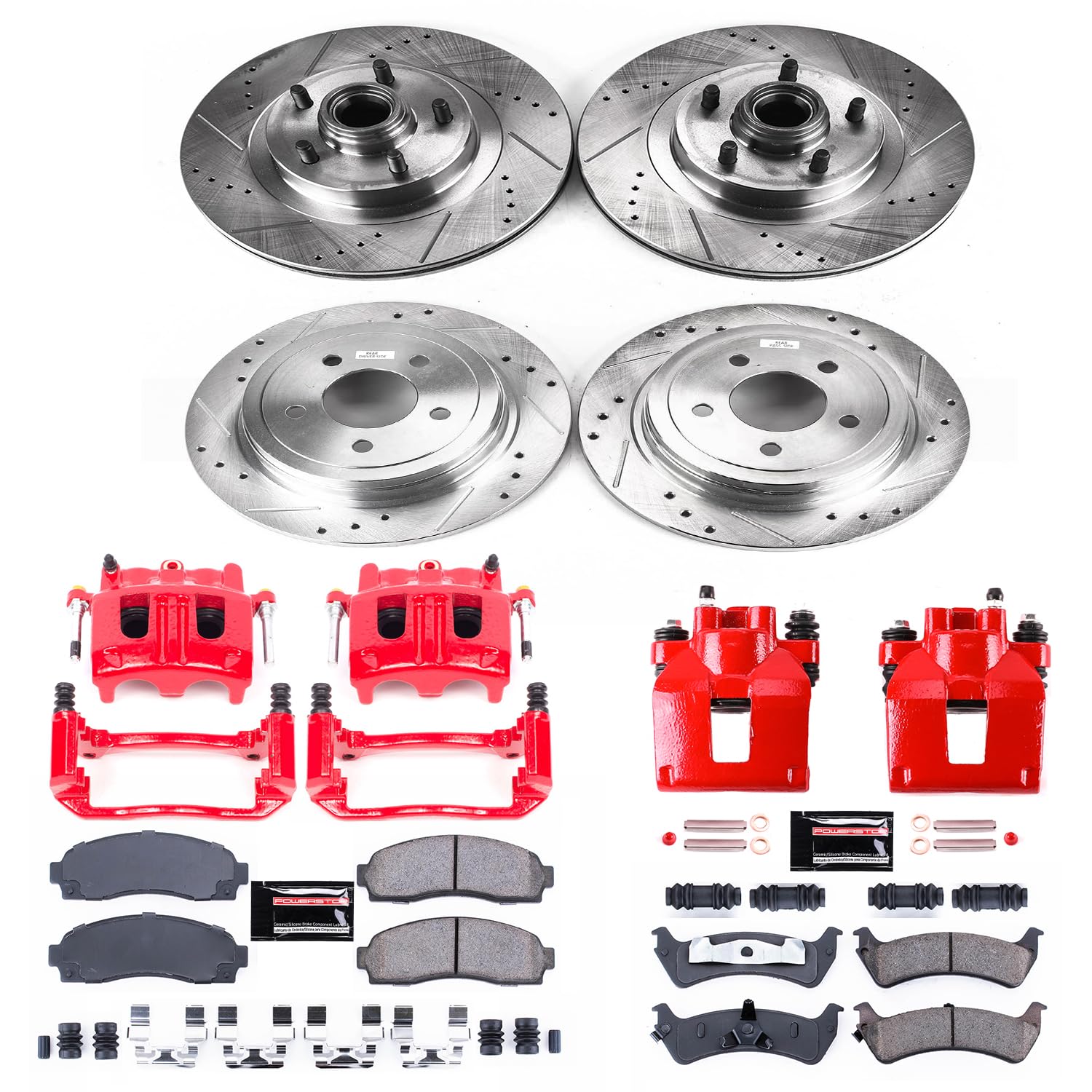 Power Stop Z23 Evolution Sport Front & Rear Caliper Brake Kit- Brake Rotor, Brake Caliper and Carbon-Fiber Ceramic Brake Pads For Ford Explorer Sport 2003 [Model Specific]