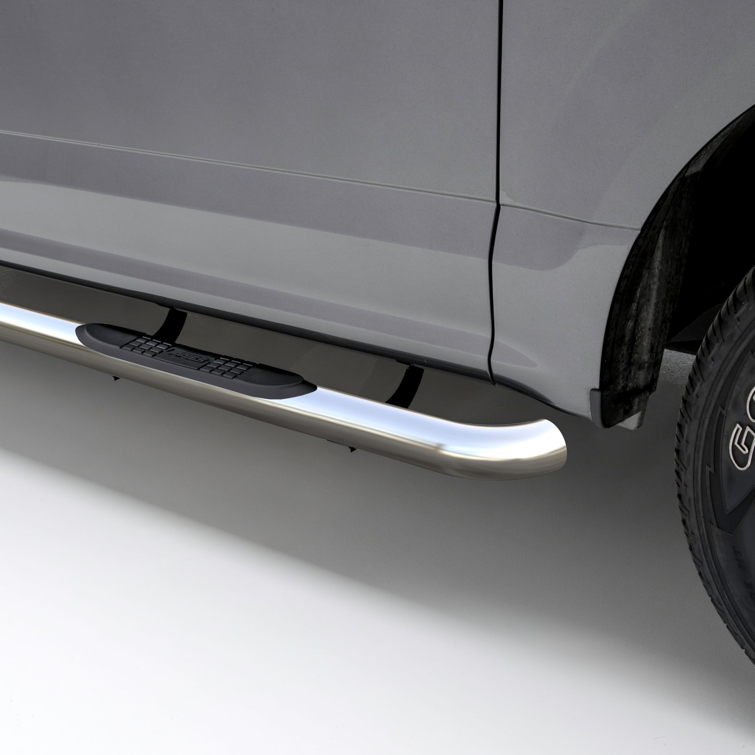3-Inch Round ARIES Polished Stainless Steel Nerf Bars, No-Drill, Fits Select Chevrolet Silverado, GMC Sierra 1500 Extended Cab