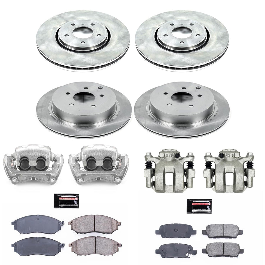 Power Stop Autospecialty KCOE4477 Replacement Front and Rear Brake Kit- Brake Rotors, Ceramic Brake Pads & Calipers