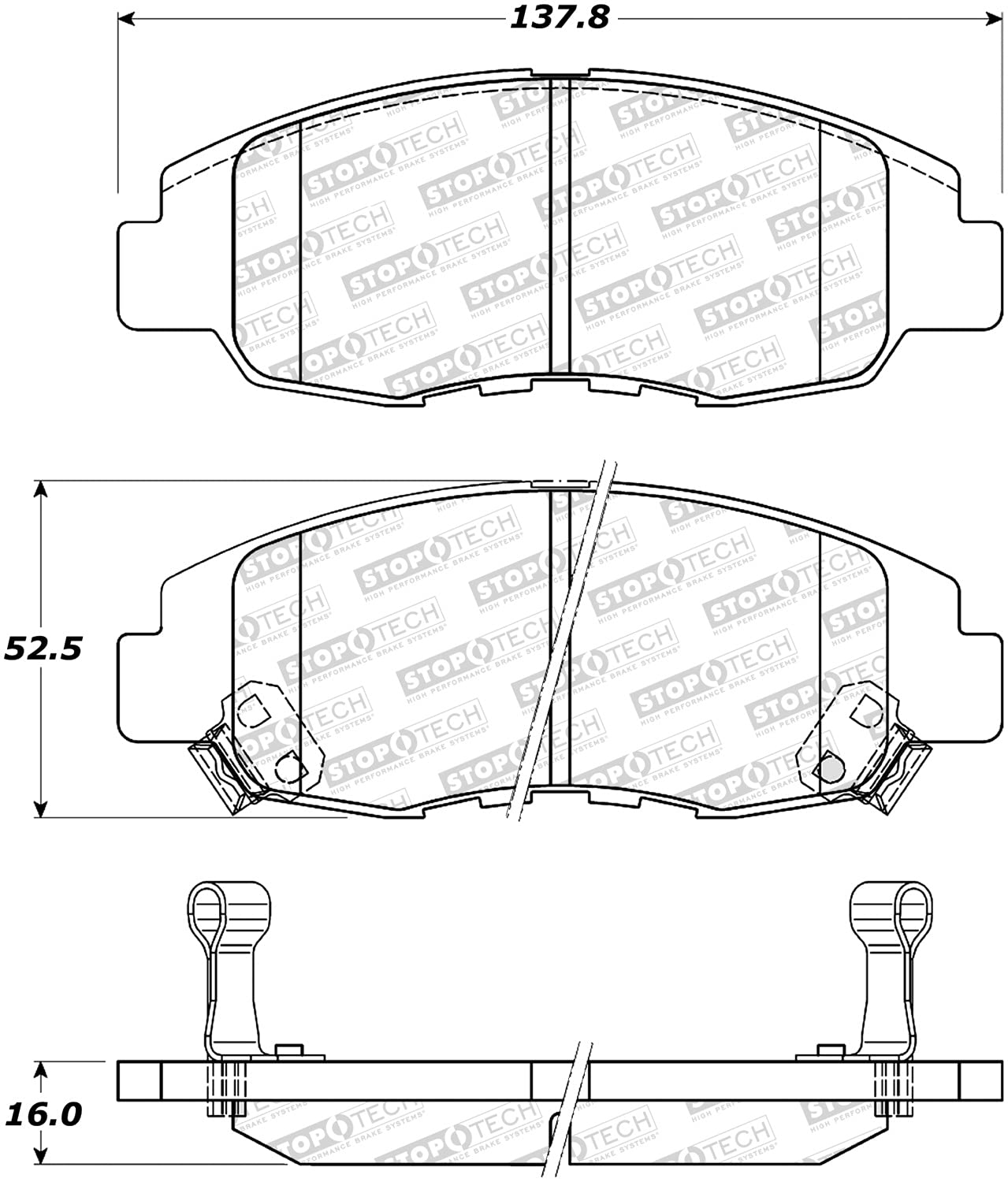 Sport Brake Pads StopTech 309.07641 with Shims and Hardware