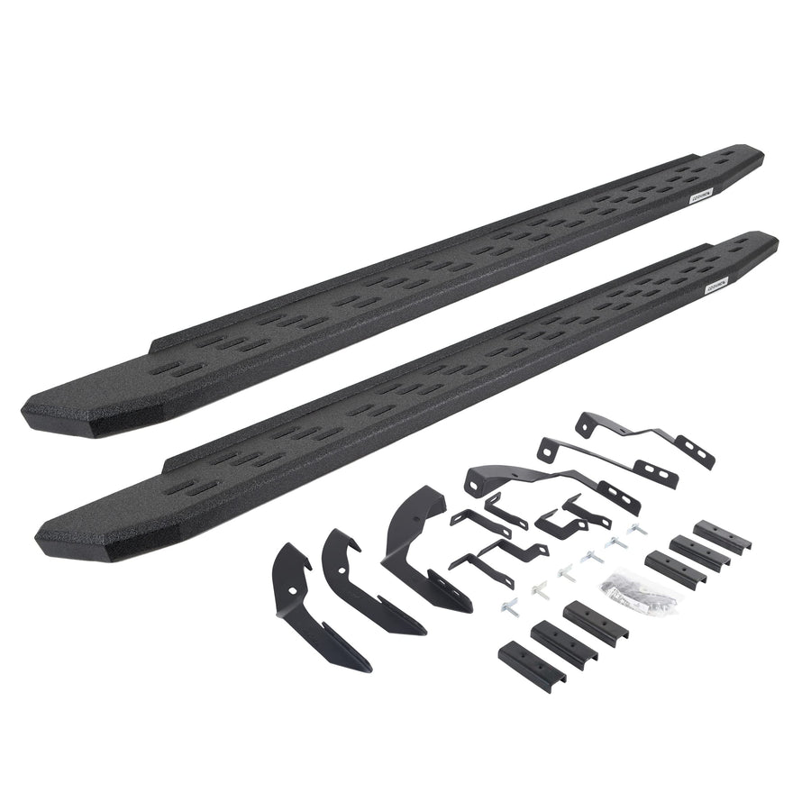 Go Rhino Running Boards & Brackets RB30 | Galvanized Steel, Protective Bedliner Coating | 69604280T | Fits 2015-2019 Chevrolet Silverado/GMC Sierra 2500/3500HD Double Cab (See Description)