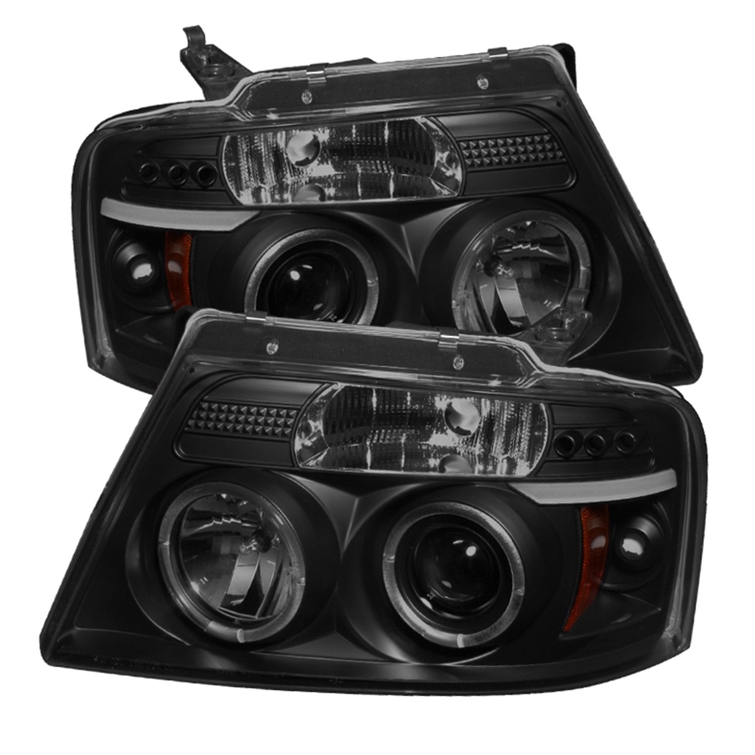 Ford F150 04-08 Spyder 5078421 Projector Headlights - Version 2 - LED Halo - LED (Replaceable LEDs) - Black Smoke - High H1 - Low 9006