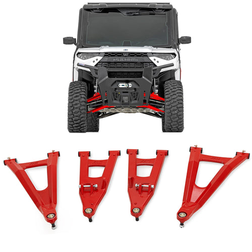 Rough Country High Clearance Control Arms Aluminum with 2" Forward Offset for Polaris Ranger XP 1000 (2021-2025) - Forged A-Arms with Red Finish, 4-Pack