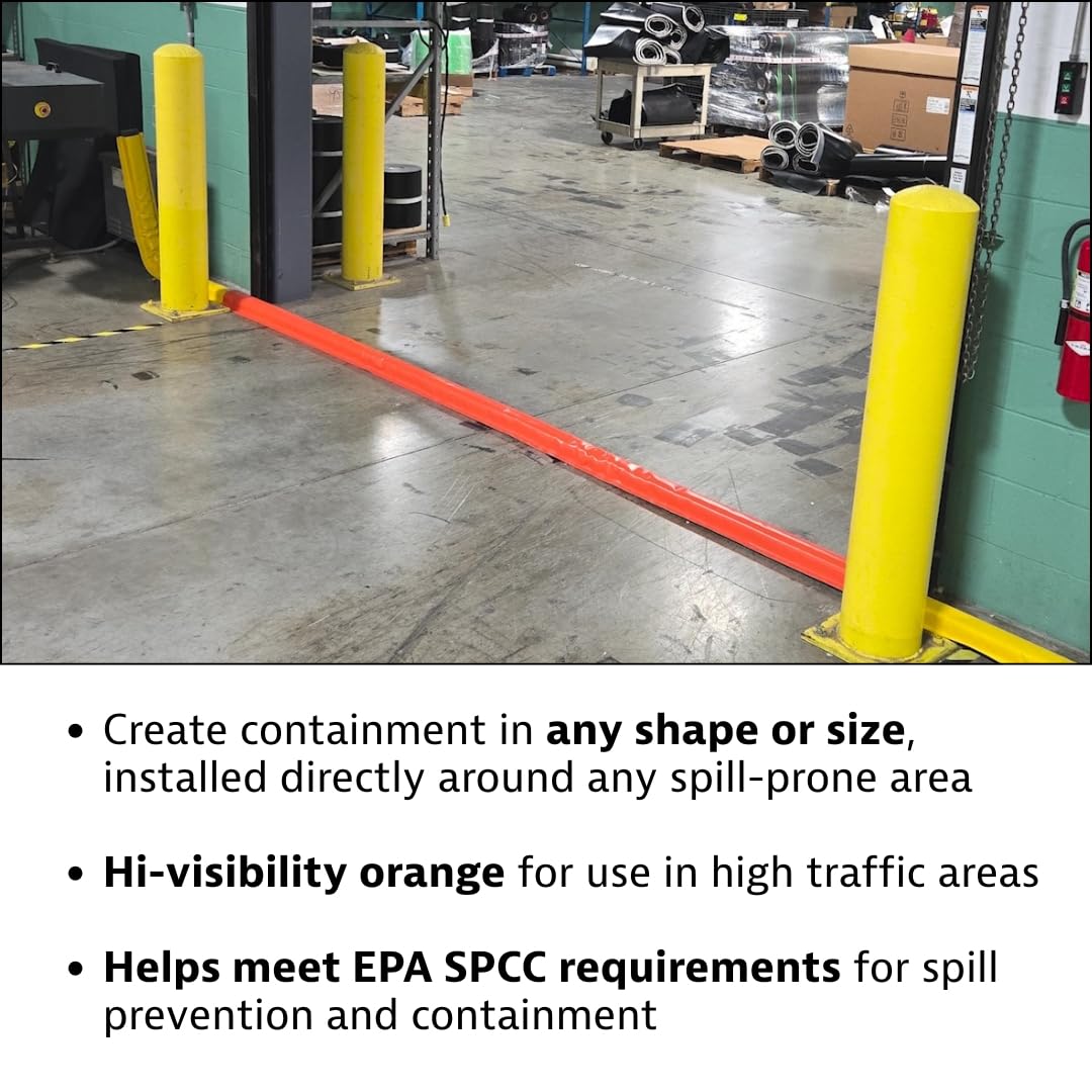 Justrite Fuel Spill Containment Curbs Make-A-Berm™ 1.5" High Heavy Duty Vented Corner Set (2 Pieces), Custom Chemical Spill Containment Berm System, Orange PVC Coated FabricMade in The USA, 28494