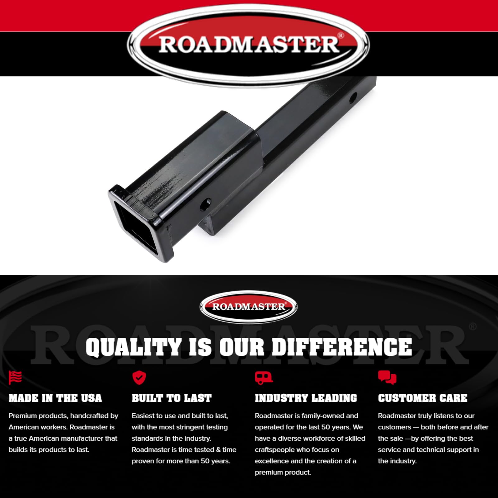 Roadmaster 072 Receiver Hitch Hi-Low with 2" Offset fits 2" Hitch Receiver | 6000 lbs Towing Capacity | 200 lbs Max Tongue Weight | Durable Powder Coat Finish | Made in The USA