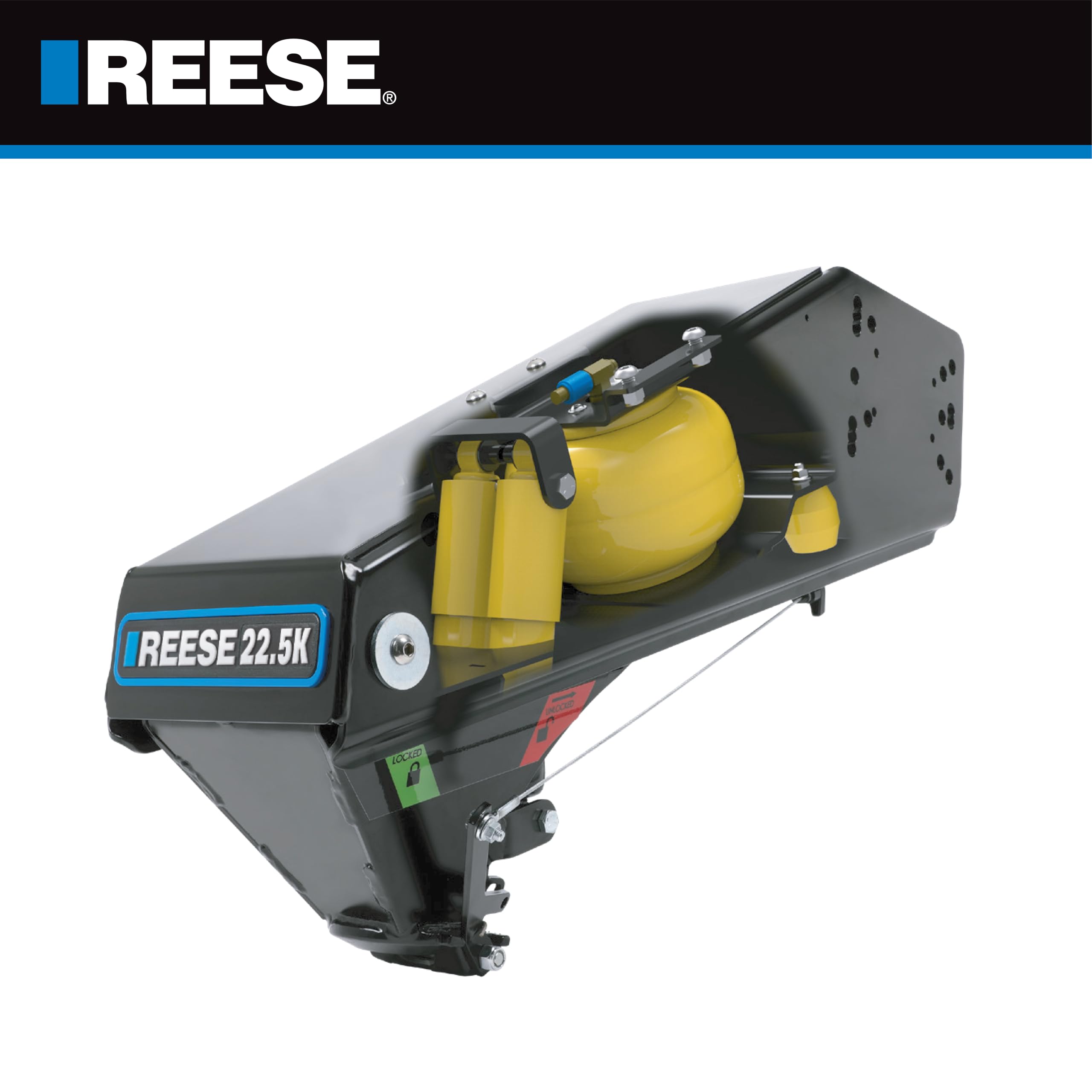 Goose Box 5th Wheel Pin Box, Reese 94980, Air Ride 22,500 lbs. Capacity, Fits Lippert (1621, 1716, 0719, Rhino), Fabex PB 600 Series