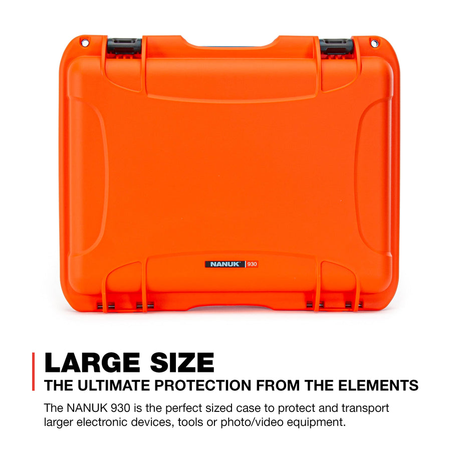 Waterproof Nanuk 930 Hard Case with Padded Dividers - Orange