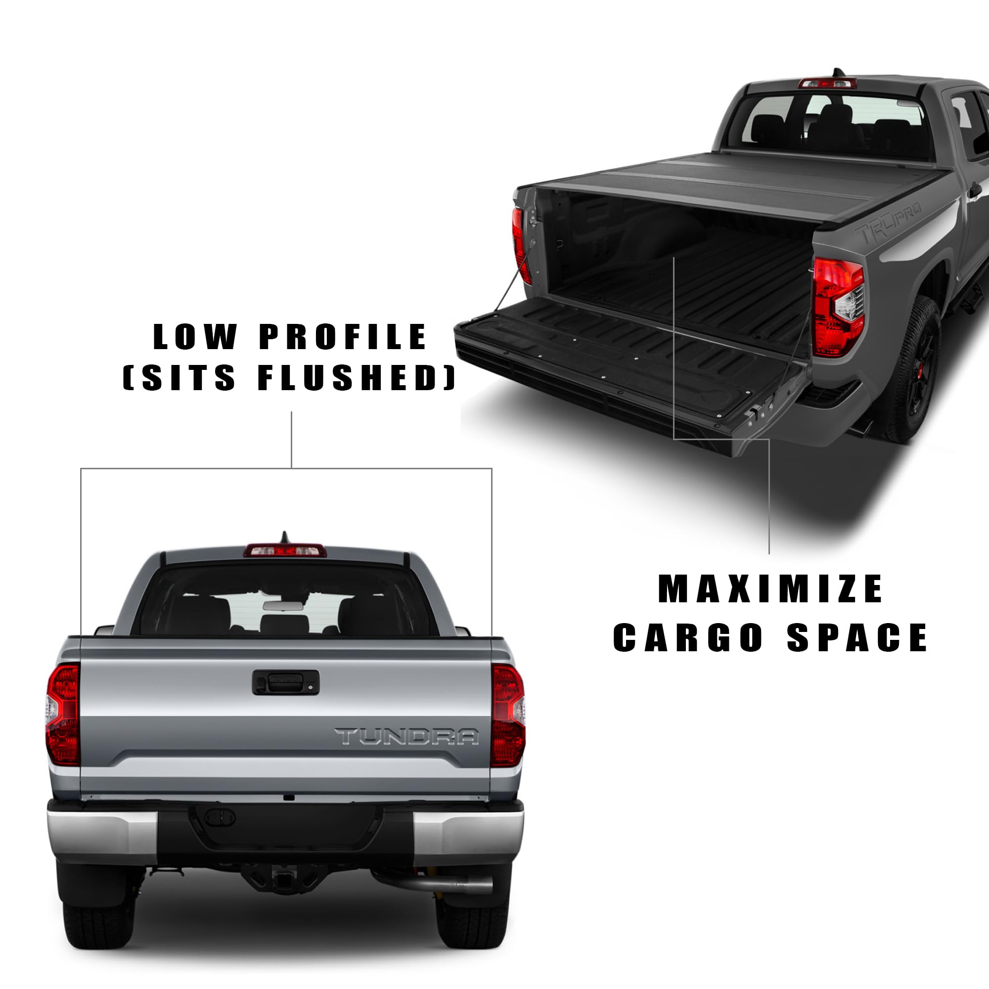Toyota Tundra Bed Cover Armordillo Low Profile Hard Tri-Fold Fits 2014-2021 Toyota Tundra 6.5ft (78") Bed | CoveRex TFX | 7162228