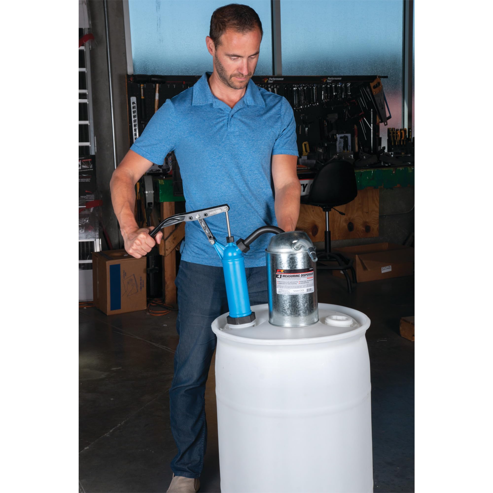 General Purpose Performance Tool W54268 Blue Lever Action Barrel Drum Pump - Fits 5 to 55 Gallon Drums