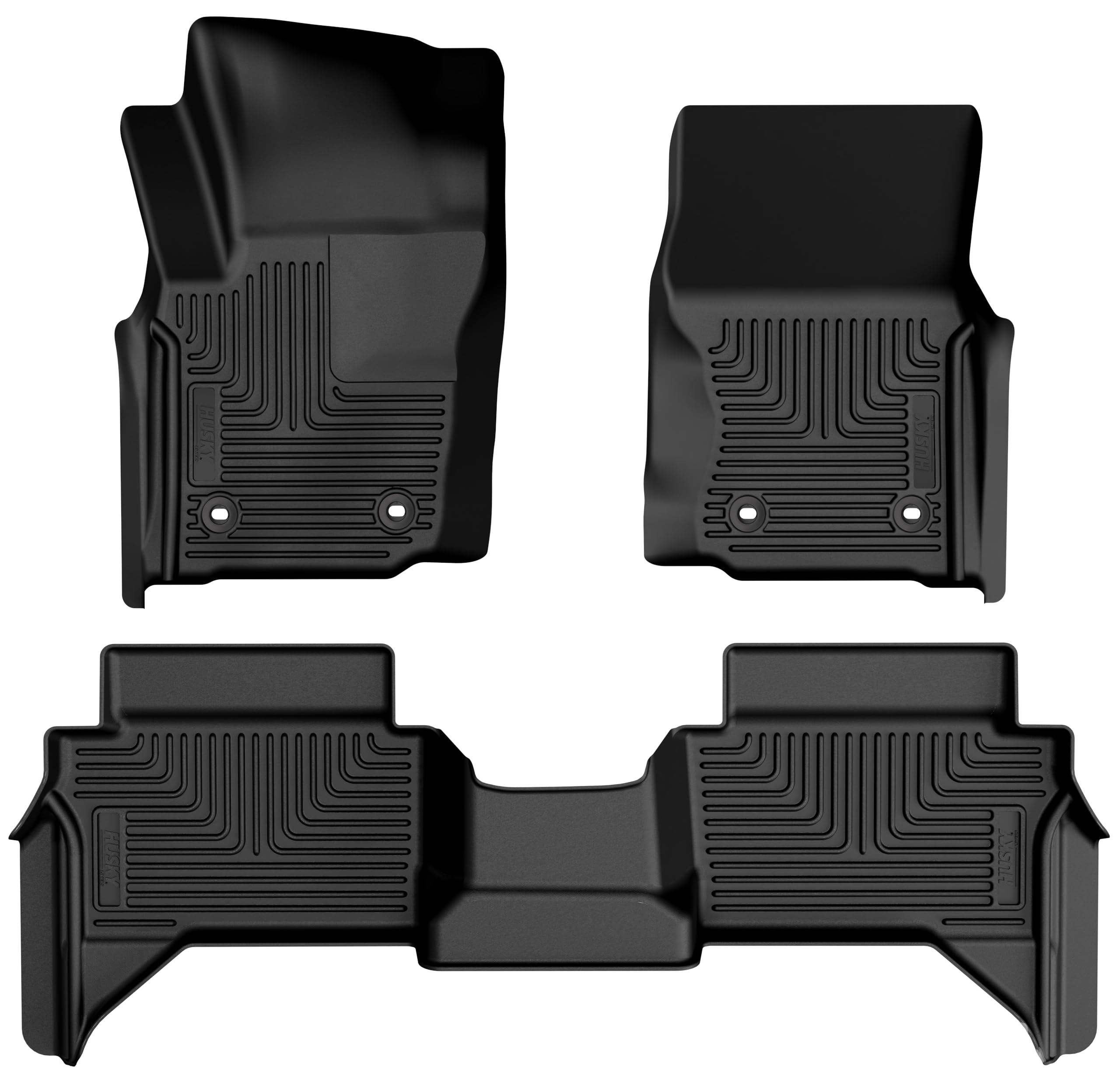 Husky Liners Floor Mats Weatherbeater | Fits 2024-2025 Toyota Tacoma Double CAB ONLY with Manual Transmission | Front & 2nd Row, 3-pc Black - 94291