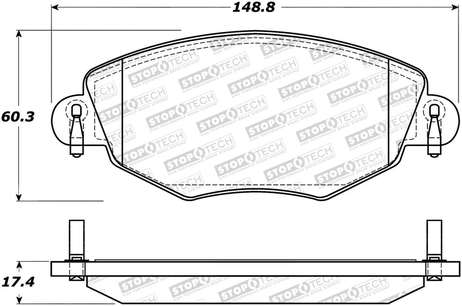 Front StopTech 308.09100 Brake Pads with Shims Street