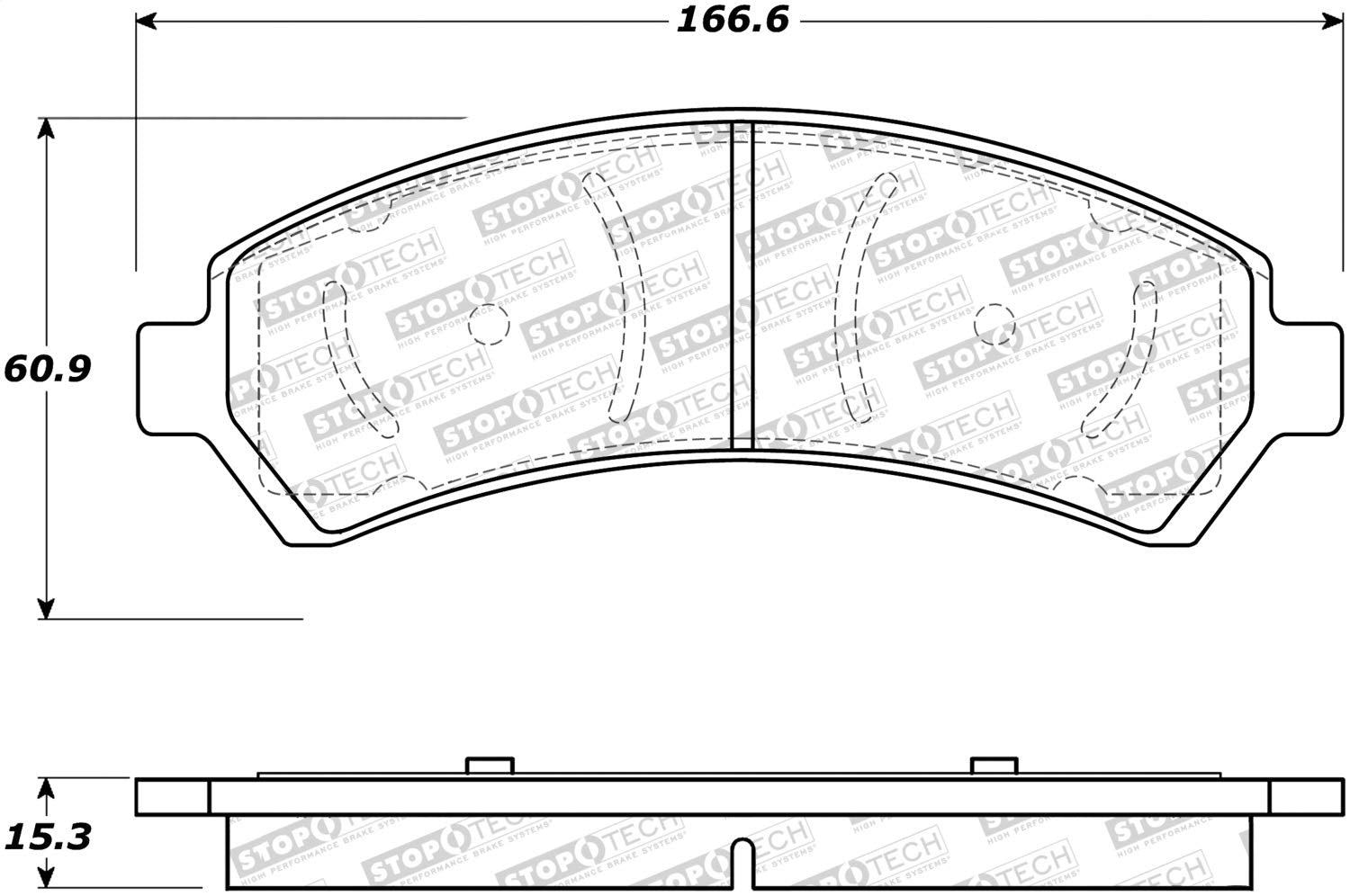 Front StopTech 308.07260 Brake Pads with Shims and Hardware Street