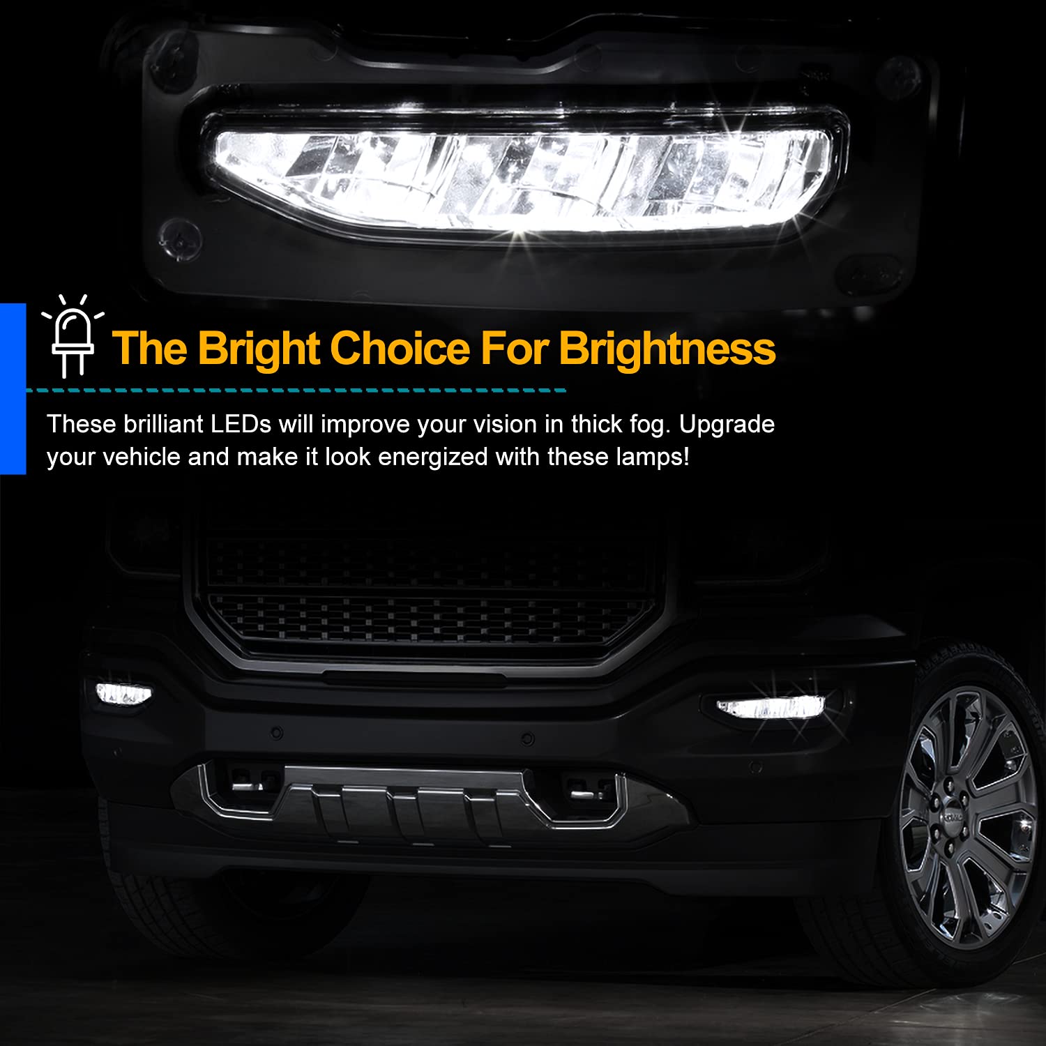 LED Fog Lights Spec-D Tuning Smoke Lens + Built-In LED Bulbs + Switch Included Compatible with 2016-2018 GMC Sierra 1500 L+R Pair Assembly