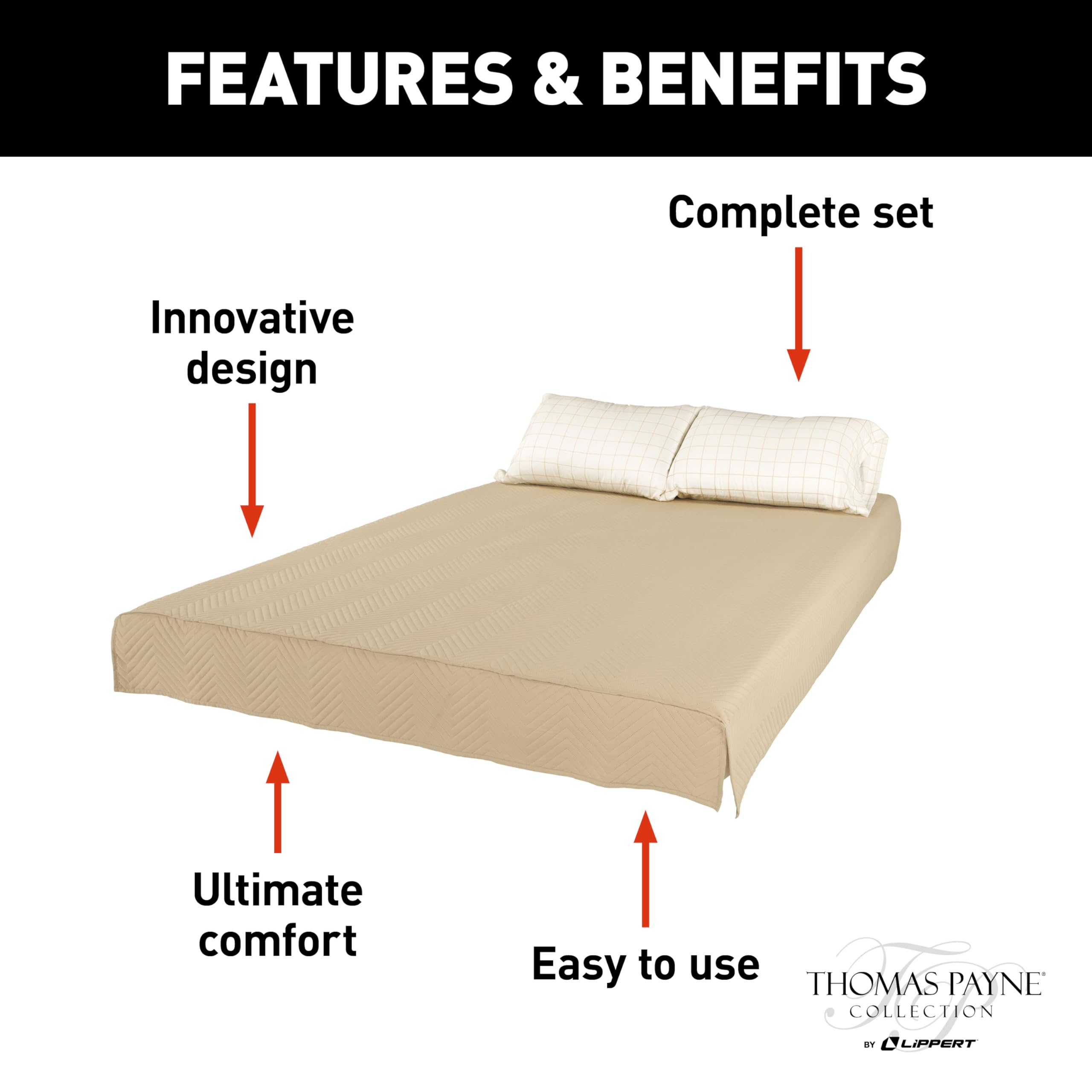 Easy Zzzs™ Lippert RV Bedding Set - Short Queen, Tan Brown