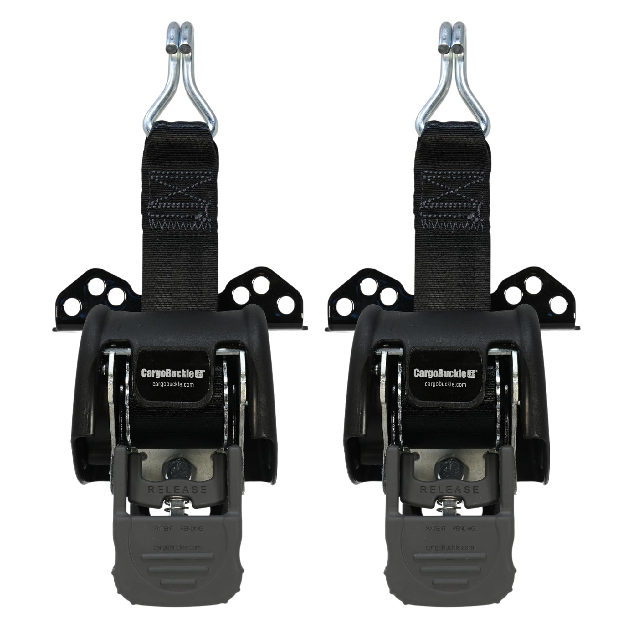 Heavy Duty CargoBuckle Ladder Rack Straps Tie-Down System, Universal Mount for Square/Round Racks, 2-Inch, 2000 Lbs Break Strength, 677 Lbs Safe Working Load, Double J-Hook, 7ft Straps - 2 Pack