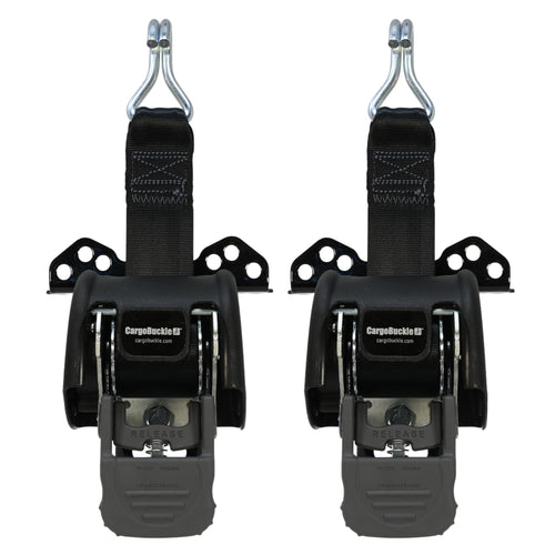 Heavy Duty CargoBuckle Ladder Rack Straps Tie-Down System, Universal Mount for Square/Round Racks, 2-Inch, 2000 Lbs Break Strength, 677 Lbs Safe Working Load, Double J-Hook, 7ft Straps - 2 Pack