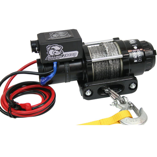 Winch BULLDOG 15018 Trailer (3400lb Trailer/Utility with 50 Ft. Synthetic Rope, CNC Billet Aluminum Hawse Fairlead, Mounting Plate, Low Profile), 1 Pack