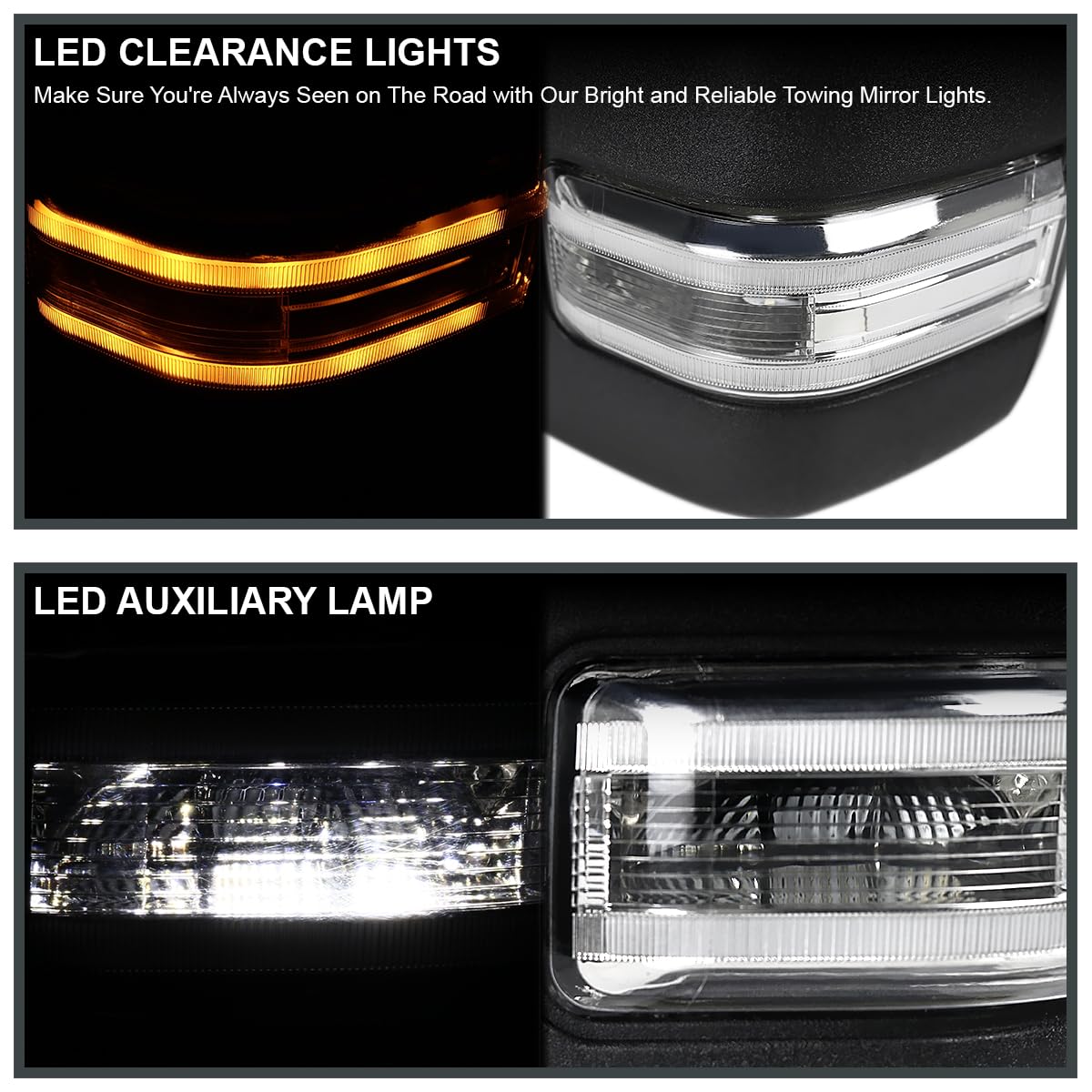 Spec-D Tuning Sequential LED Power Heated Towing Mirrors Compatible with 2017-2019 Ford F-250, F-350 Super Duty, Left + Right Pair