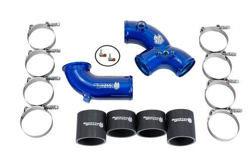 Sinister Diesel Blue Intake Elbow with Boots for Ford Powerstroke 1999.5-2003 7.3L